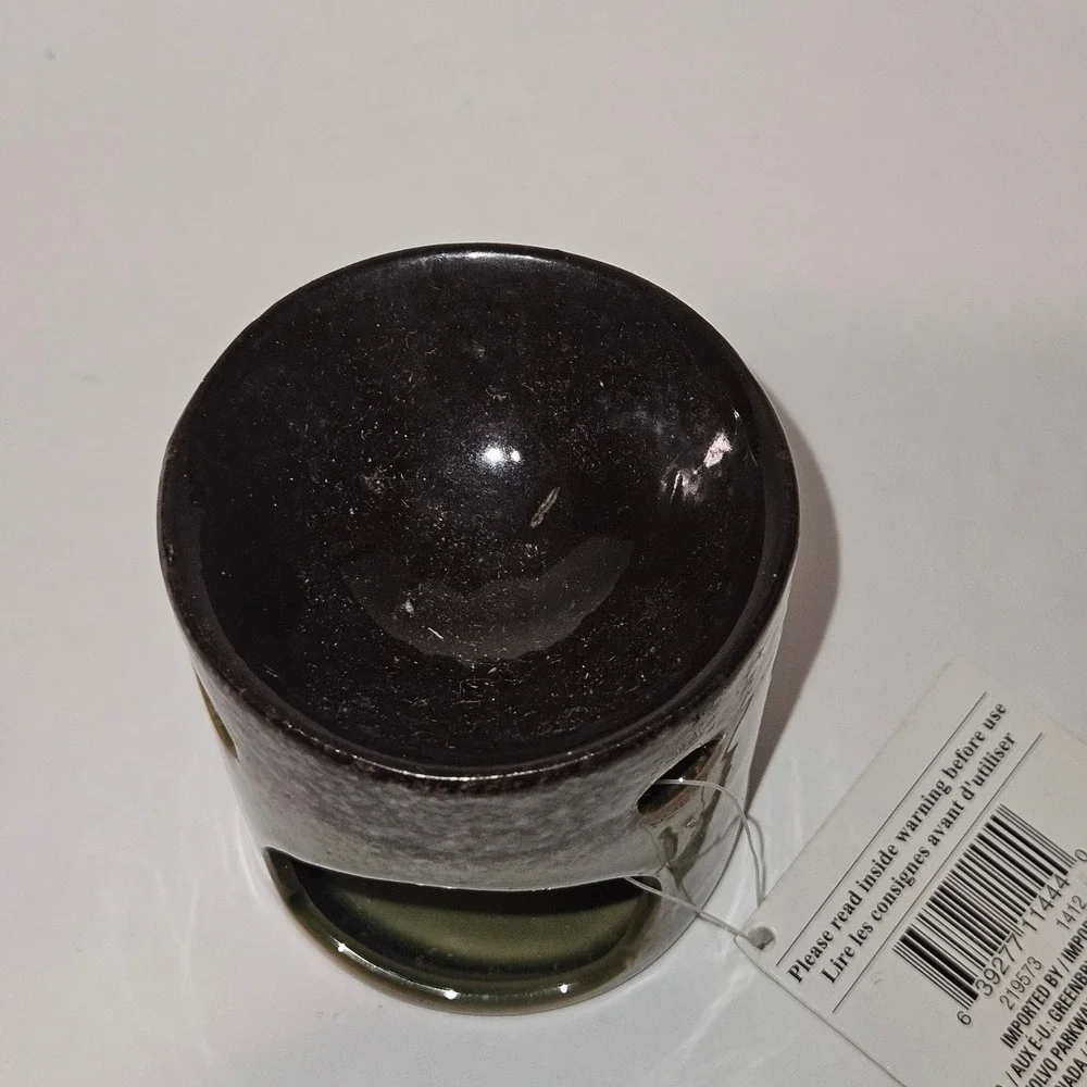 Luminessence Ceramic Oil Warmer Green Brown Reactive Glaze Tea Light Diffuser
